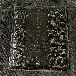 Montblanc dark brown zip notebook cover croc embossed